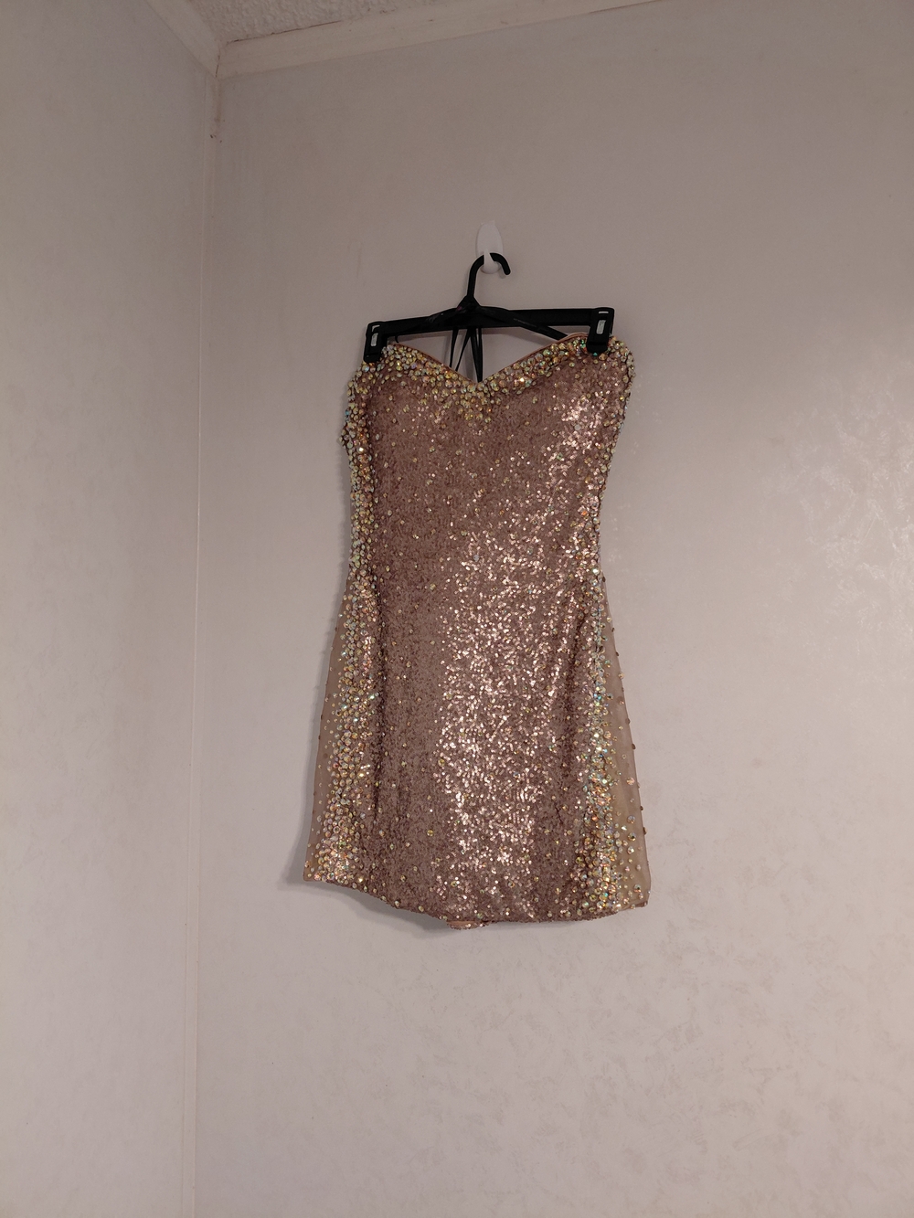 Milano Rose Gold Sequin Strapless Mini Dress